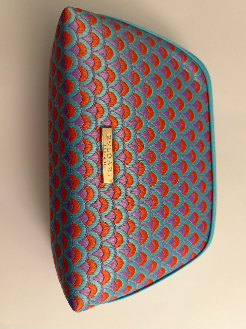 Bulgari Turquoise, Coral & Purple Scallop Cosmetic Pouch